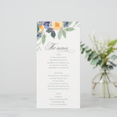 Carte de menu Mariage Jaune Floral (Debout devant)