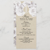 Carte de menu Mariage Kraft Rustic Winter Rose bla (Devant / Derrière)