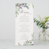 Carte de menu Mariage Lavender Eucalyptus Leafy Bu (Debout devant)