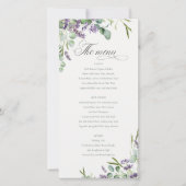 Carte de menu Mariage Lavender Eucalyptus Leafy Bu (Devant)