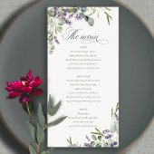 Carte de menu Mariage Lavender Eucalyptus Leafy Bu