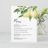 Carte de menu Mariage Lemon Greenery (Debout devant)
