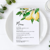Carte de menu Mariage Lemon Greenery