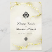Carte de menu Mariage Luxurious Gold Marble Textur (Devant)