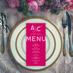 Carte de menu Mariage Magenta moderne et audacieus<br><div class="desc">Cette carte de menu Mariage moderne et audacieuse Magenta est un mélange parfait de modernité et d'élégance pour votre journée spéciale. Cette carte est dotée d'une teinte magenta vibrante qui capte l'oeil et le coeur, donnant un ton mémorable à votre fête mariage. Conçu avec à la fois beauté et fonctionnalité...</div>