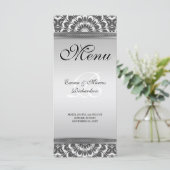 Carte de menu Mariage Mandala Floral Blanc Noir (Debout devant)