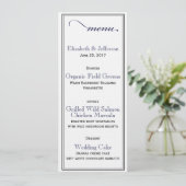 Carte de menu Mariage marine bleu et blanc élégant (Debout devant)