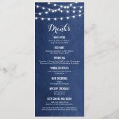 Carte de menu Mariage Marine Blue String Lights (Dos)
