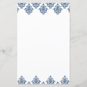 Carte de menu Mariage Marine White Damask Arabesqu (Dos)