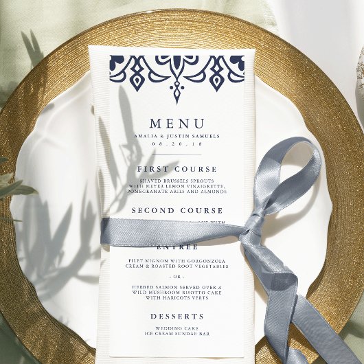 Carte de menu Mariage Marrakech | Marine
