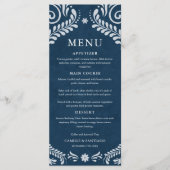 Carte de menu Mariage mexicain Blue Talavera (Devant)