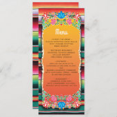 Carte de menu Mariage mexicaine Fiesta (Devant / Derrière)