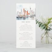 Carte de menu Mariage Miami Florida Skyline Waterc (Debout devant)