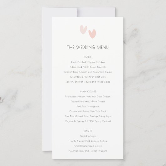 Carte de menu Mariage minimal Pastel Dusky Pink He (Devant)