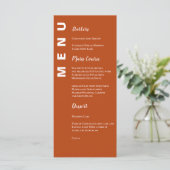 Carte de menu Mariage minimaliste Boho Terracotta (Debout devant)