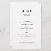 Carte de menu Mariage minimaliste élégant (Devant / Derrière)