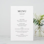 Carte de menu Mariage minimaliste élégant (Debout devant)