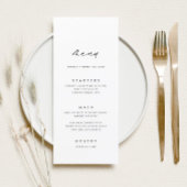 Carte de menu Mariage minimaliste moderne