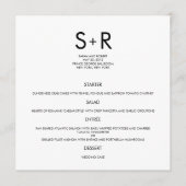 Carte de menu Mariage minimaliste moderne (Devant)