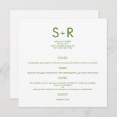 Carte de menu Mariage minimaliste moderne (Devant / Derrière)