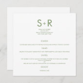 Carte de menu Mariage minimaliste moderne (Devant / Derrière)