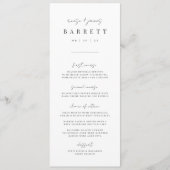 Carte de menu Mariage minimaliste moderne imprimab (Devant)