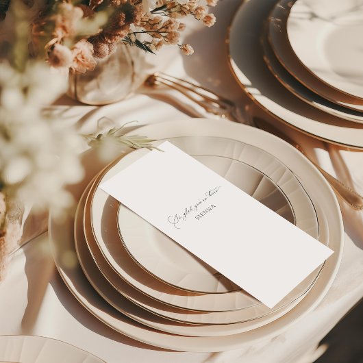 Carte de menu mariage moderne avec nom d'hôte