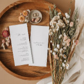 Carte de menu mariage moderne avec nom d'hôte