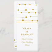 Carte de menu mariage moderne en feuille d'or (Devant / Derrière)