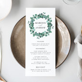 Carte de menu Mariage moderne Eucalyptus Greenery