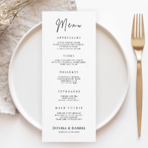 Carte de menu Mariage moderne Modèle