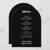 Carte de menu Mariage moderne noir (Devant / Derrière)