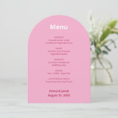 Carte de menu Mariage moderne Pink Magenta (Debout devant)