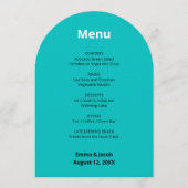 Carte de menu Mariage moderne Turquoise (Devant)