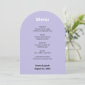 Carte de menu Mariage moderne violet clair (Debout devant)