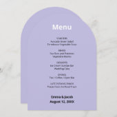 Carte de menu Mariage moderne violet clair (Devant / Derrière)