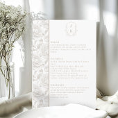 Carte de menu Mariage Monogram Pale Taupe