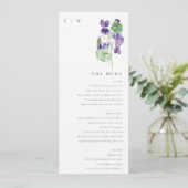 Carte de menu Mariage Monogram Violet Floral Bunal (Debout devant)