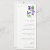 Carte de menu Mariage Monogram Violet Floral Bunal (Devant)