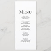 Carte de menu Mariage Monogramme minimaliste (Devant)