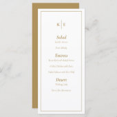 Carte de menu Mariage Monogramme Or (Devant / Derrière)