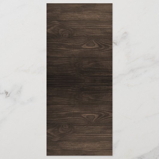 Carte de menu Mariage Monogramme rustique (Dos)