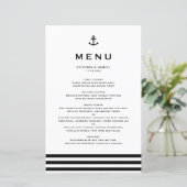 Carte de menu Mariage Nautique Ancre Noire moderne (Debout devant)