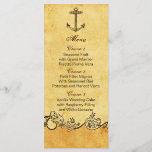 carte de menu mariage nautique ancre rustique