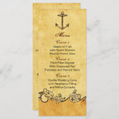 carte de menu mariage nautique ancre rustique (Devant / Derrière)