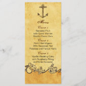 carte de menu mariage nautique ancre rustique (Devant)