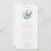 Carte de menu Mariage nautique Coral de crabe sous (Devant)