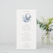Carte de menu Mariage nautique Coral de crabe sous (Debout devant)