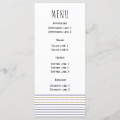 Carte de menu mariage nautique d'ancrage et rayure (Dos)