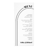 Carte de menu mariage noir, blanc arche et typogra (Devant)